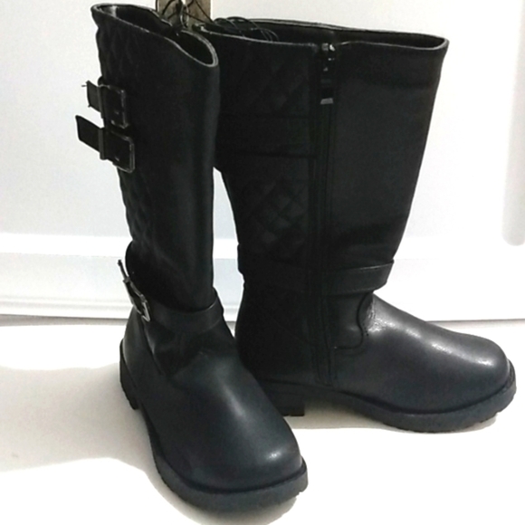 MUDD LITTLE GIRLS MOTO COMBAT CALF-HIGH RIDER BOOTS BLACK SIZE 5 NWT - Picture 4 of 6